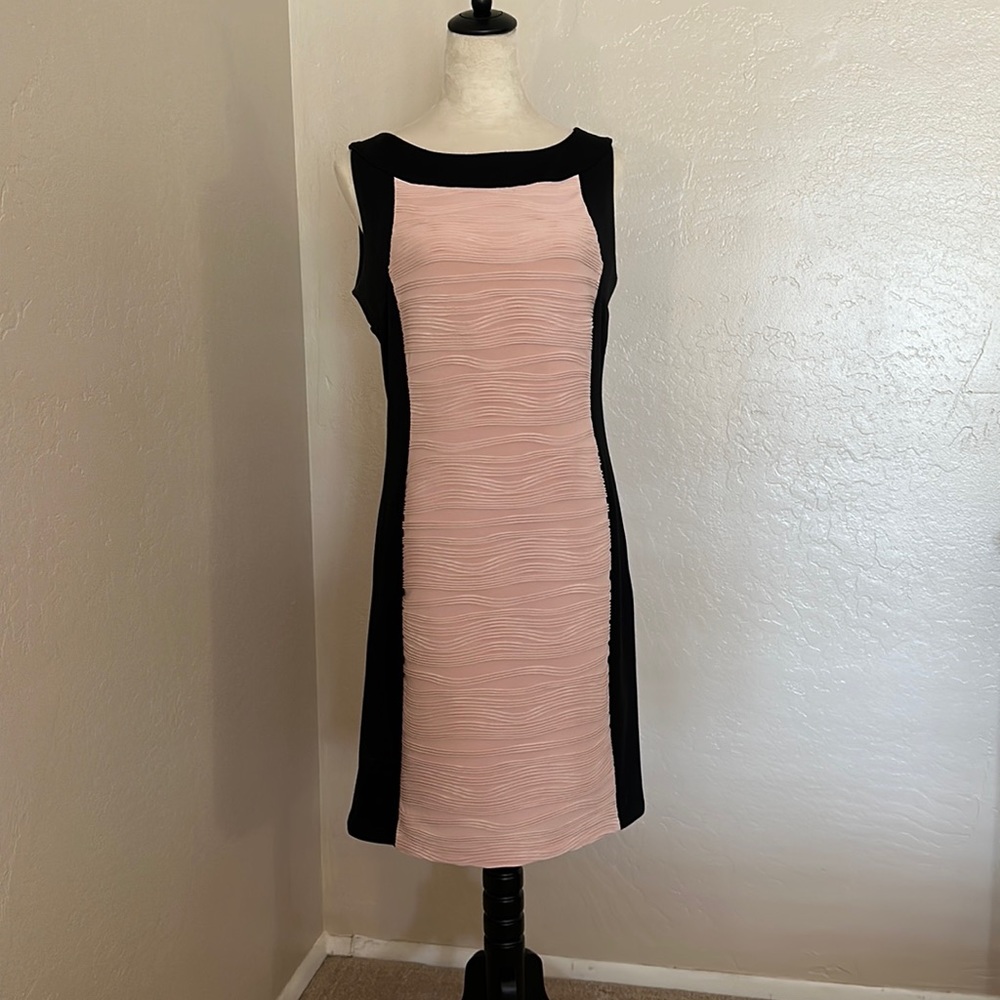 DANA BUCHMAN midi black and pale pink/rose dress